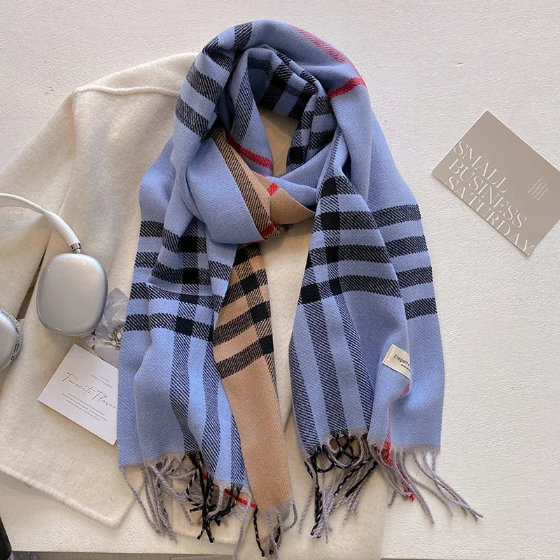 New Autumn Winter Fashion Cashmere Plaid Design Scarf Men Women Warm Thickening Shawl Neckerchief Scarves Bufanda Tassel 2024 - Madeinsea©