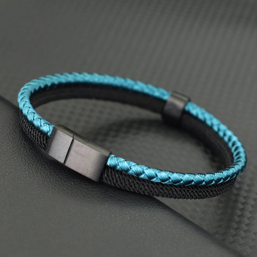 Grade A Keel Rope Bracelet Men Unfading Detachable Magnet Buckle Bangle Leisure Pulseira Homme Bicolor String Wrap Braclet Joias