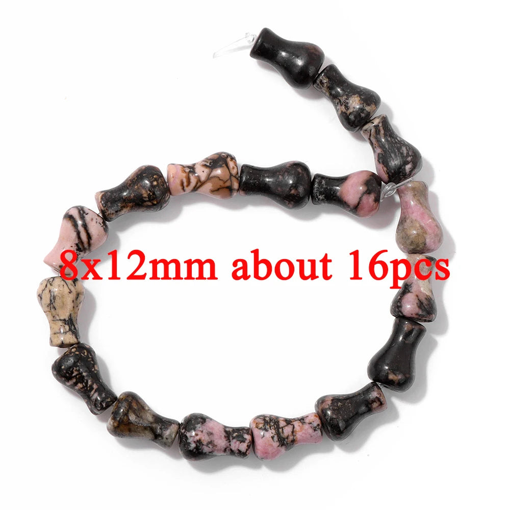 Wholesale Natural Pink Black Rhodonite Stone Beads Round Oval Rondelle Loose Spacer Gem Bead For Jewelry Making DIY Accessories