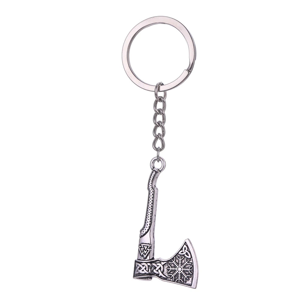 Porte-clés pendentif hache viking Dreamtimes en acier inoxydable, rune celtique vintage, bijou protecteur pour homme, cadeau en gros