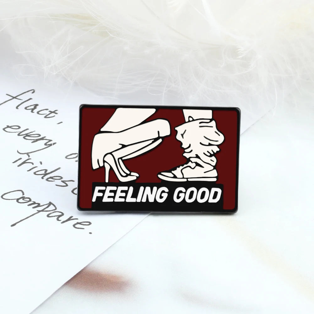 New Punk Style Dark Skull Enamel Pin High Quality FEELING GOOD Brooches Women Men Coat Lapel Pin Badges Jewelry Gift for Friend