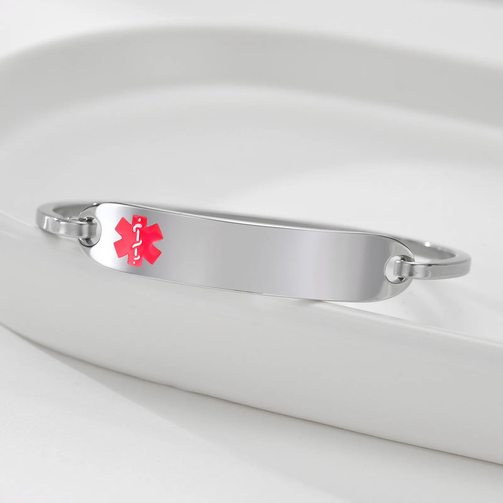 New Fashion Stainless Steel Medical Alert ID Bangle Bracelet for Men Women