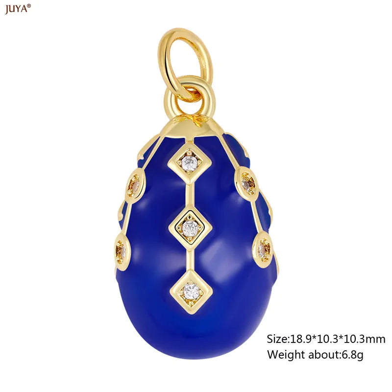 JUYA New 3D Water Drop Pendant Bohemia Type CZ Enamel Charm For DIY Women Necklaces Jewelry Making Accessories