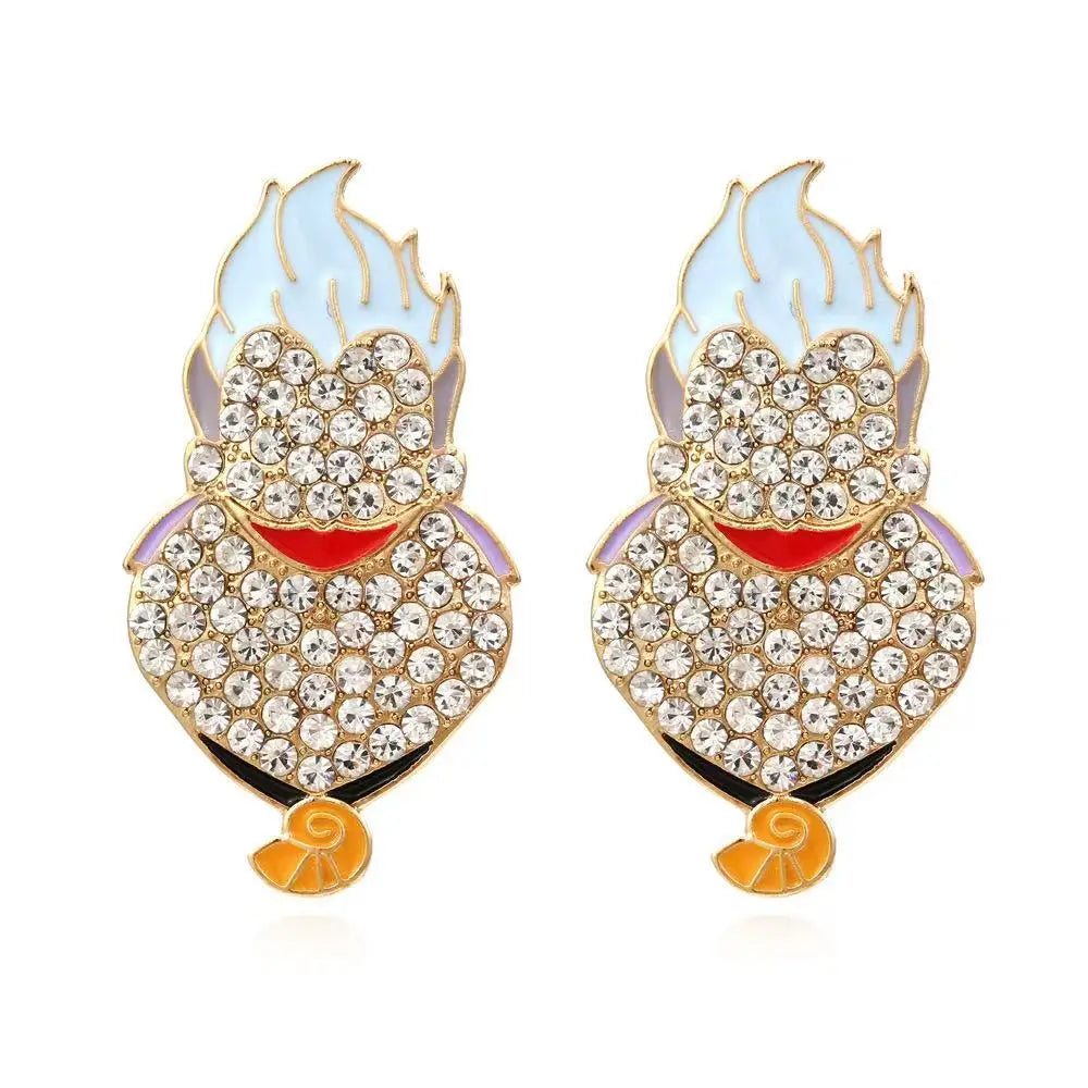 Exaggerated Rhinestone Characters Earrings for Woman 2023 Halloween Earrings Jewelry Party Casual