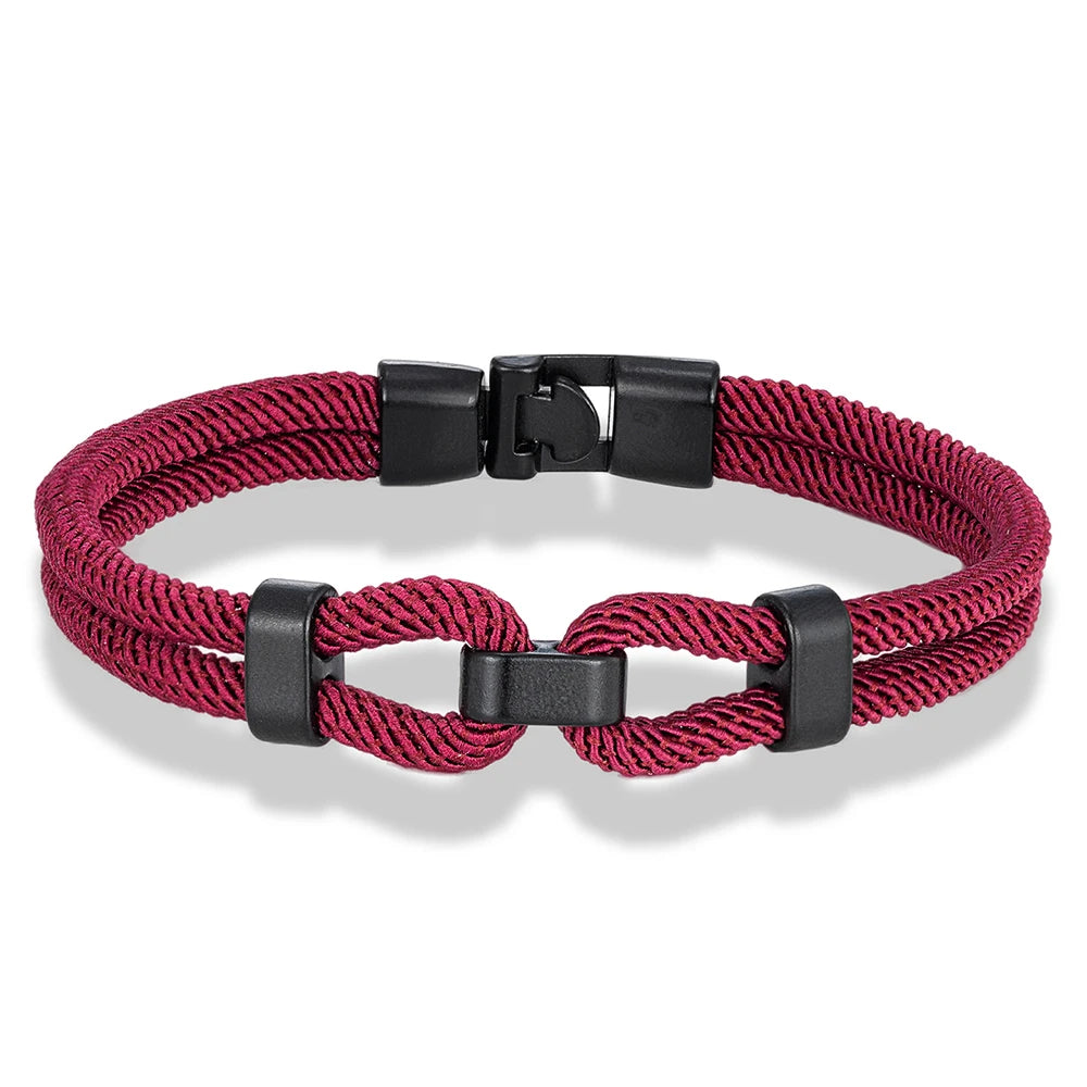 MKENDN Unique Sailing-Inspired Knot Bracelet For Men Black Easy Buckle Rope Bracelet Gifts For Him Nautical Wrap Jewelry Gifts - Madeinsea©