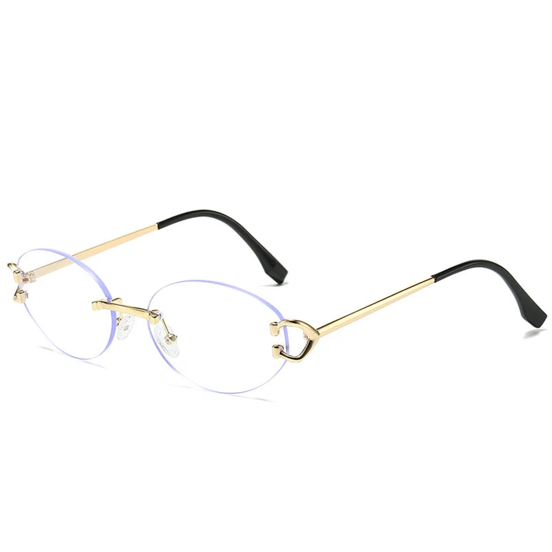 Lunettes de soleil ovales de marque de luxe pour hommes, petites lunettes de soleil carrées en métal sans monture pour femmes, verres dégradés, lunettes d'extérieur UV400