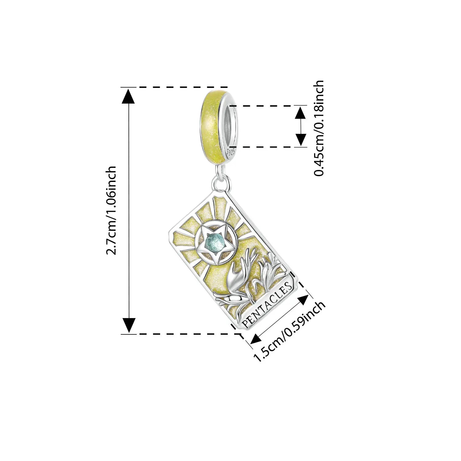 BISAER 925 Sterling Silver Tarot Card Series Pendant Tower Chariot World Judgment Hierophant Charm for DIY Bracelet Fine Jewelry