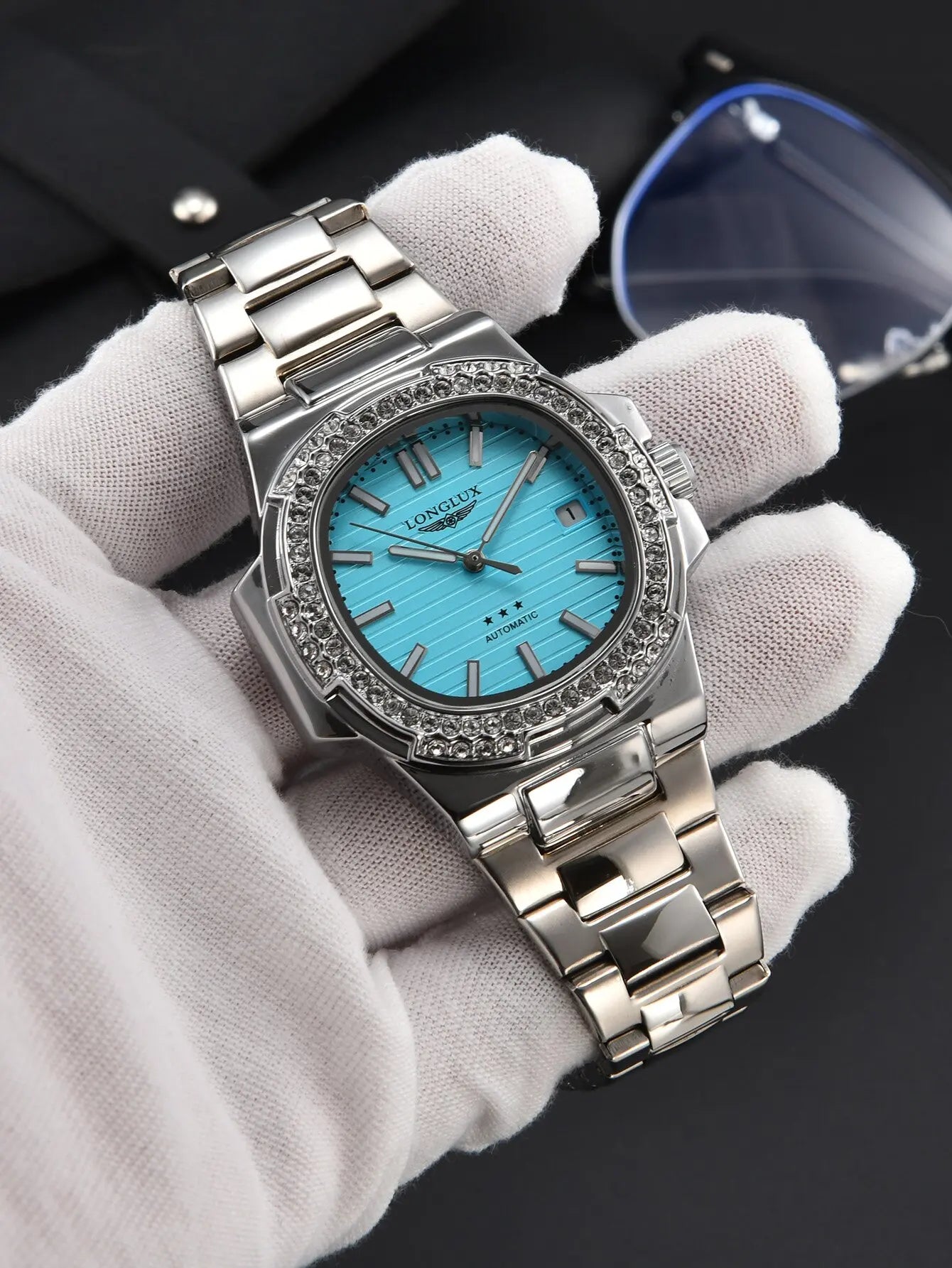 LONGLUX automatic man watch diamond watch luxury stainless steel wholesale mechanical watches day date waterproof man watch