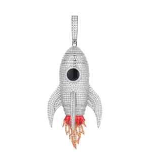 TUHE Unisex Custom Round Rocket Pendants Necklaces Ice Out Moissanite 925 silver Pendants For Men Hip Hop Jewelry Gift