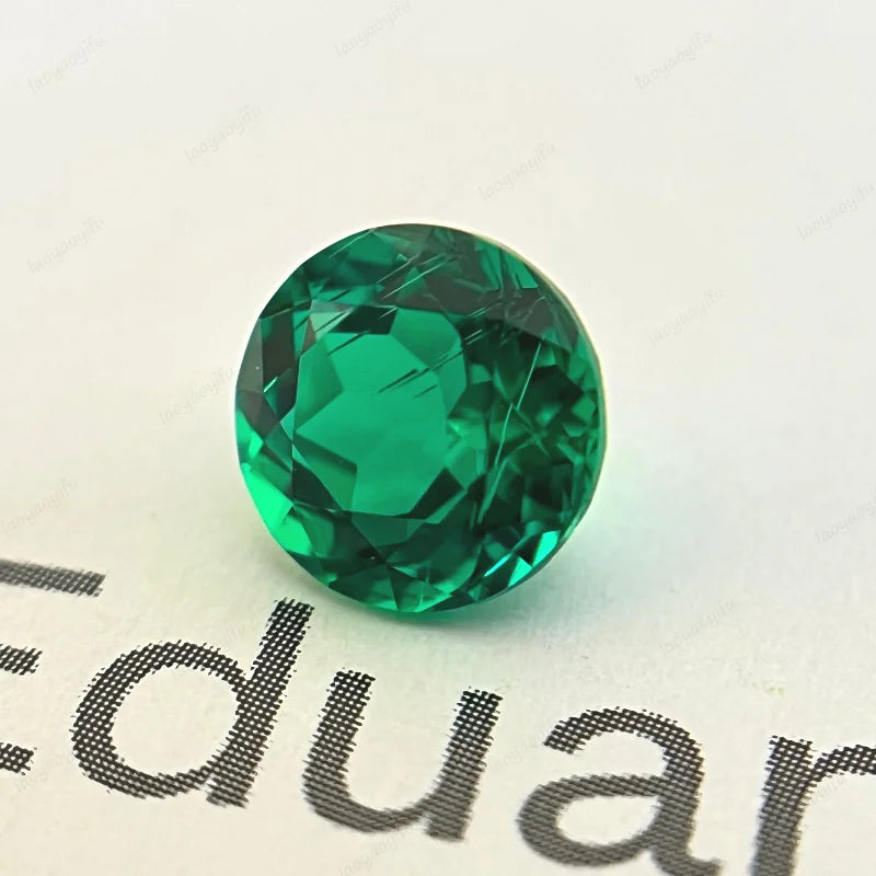 Lab Grown Columbia Emerald Hand-cut Multiple Size Charms Gemstone Round Shape for Jewelry Rings Earrings Making Selectable AGL