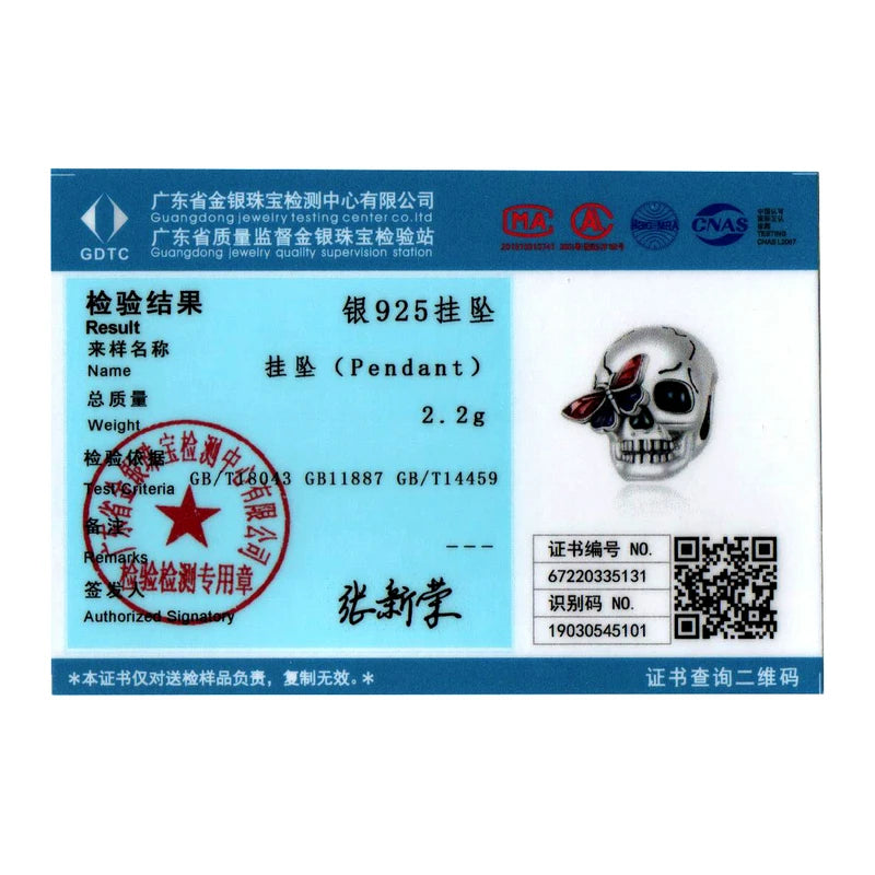 BISAER Pendentif en argent sterling 925 en forme de tête de mort rétro en forme de cœur et de papillon pour bracelets à faire soi-même, bijoux fins, bijoux d'Halloween