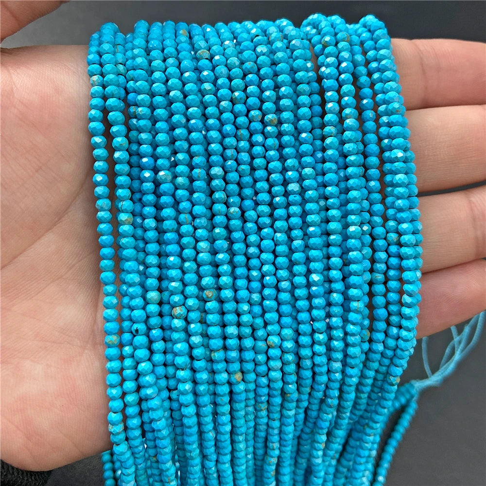 2025 New 2mm 3mm Natural Stone Beads Blue Quartzs Crystal Turquois Aquamarines Beads For Beadwork DIY Bracelet Accessories 38CM