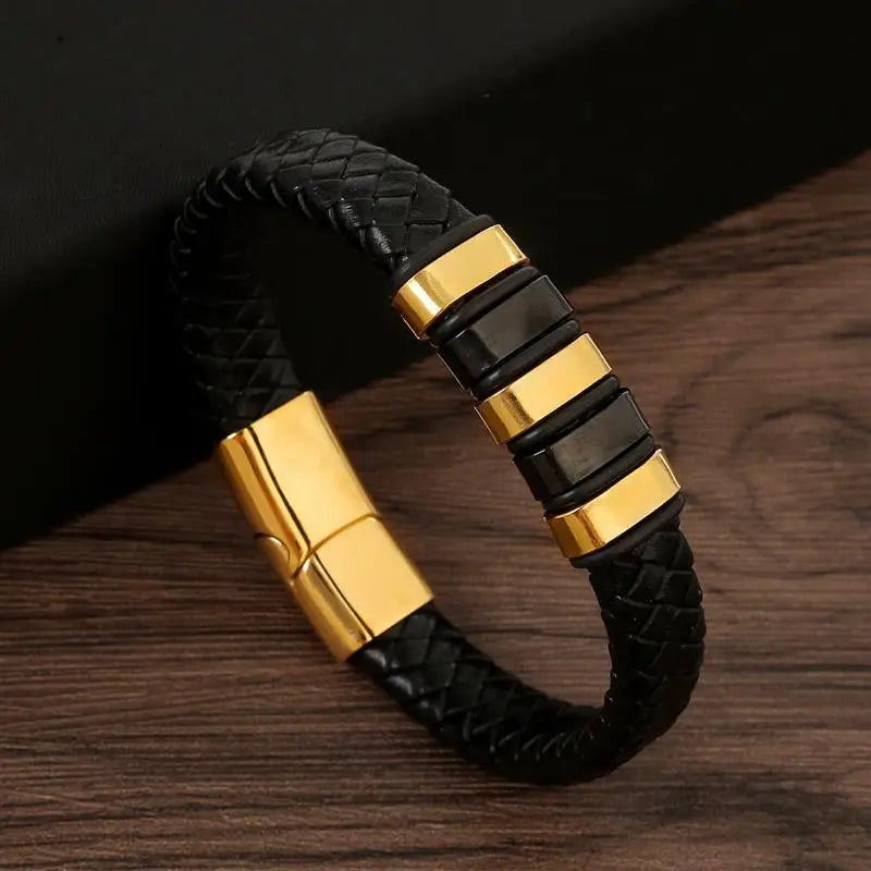 Multilayer Stainless Steel Insert Bracelet Viking Leather Bracelets for Men Braided Bangles Punk Jewelry Homme Accessories - Madeinsea©