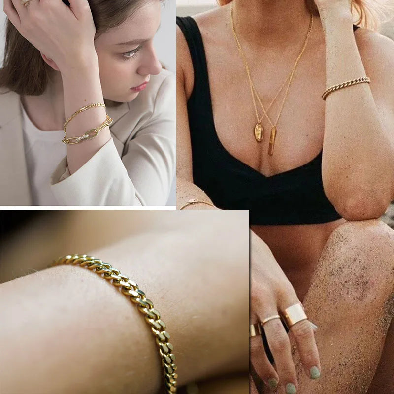 Vnox 3-11mm Chunky Miami Curb Chain Bracelet for Men, Stainless Steel Cuban Link Chain Wristband Classic Punk Heavy Male Jewelry