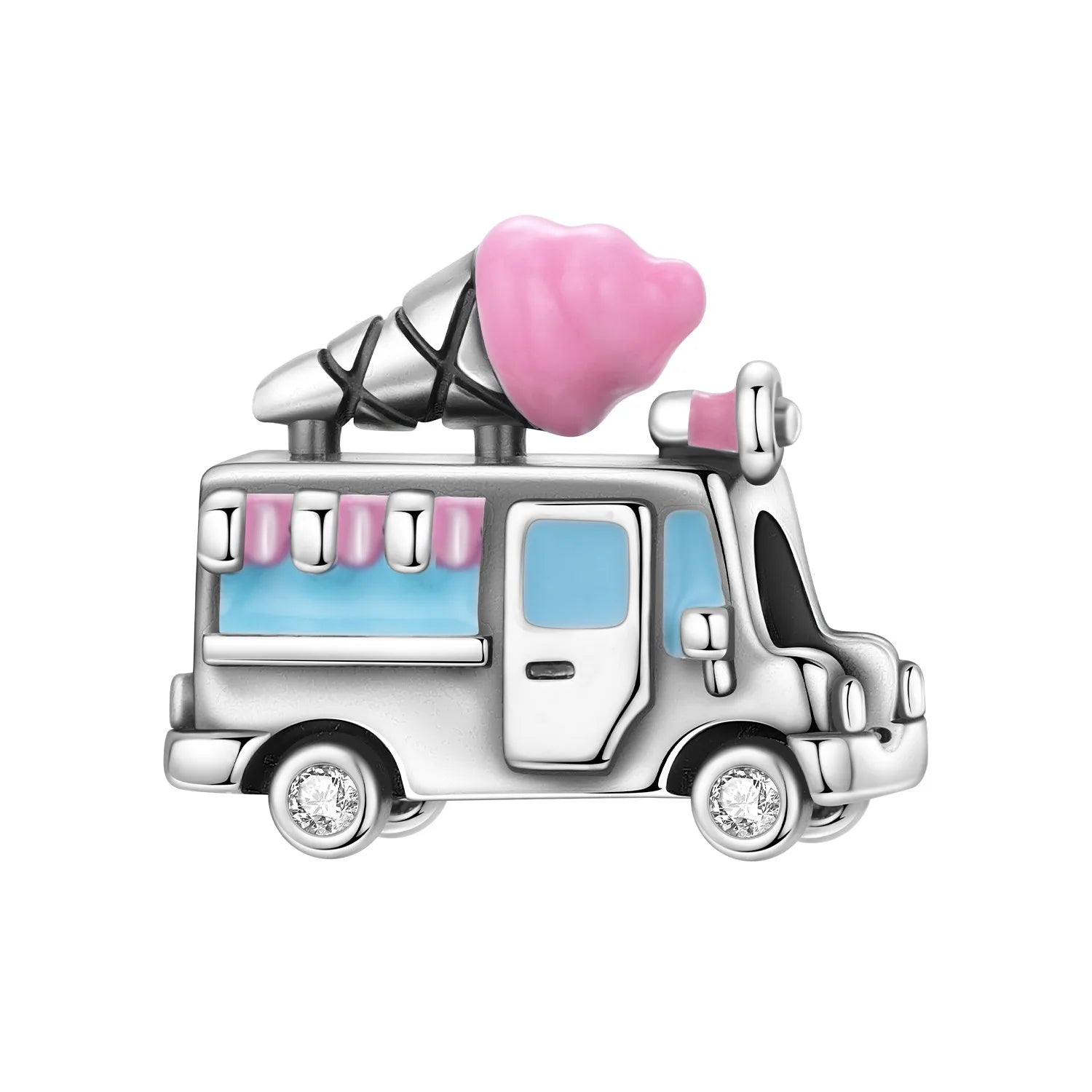 PANPOKI 925 Sterling Silver Ice Cream Cart Model Beads Original Pendants Bracelet Charm Jewelry Party DIY Trendy Gifts
