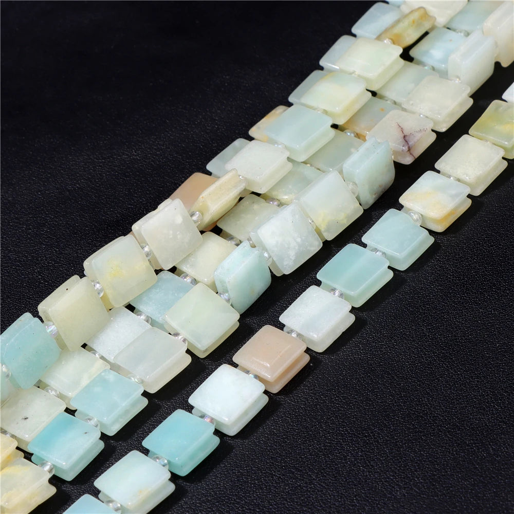 High Quality Gems Stone Bead Natural Cube Flat Square Loose Spacer Beads For Jewelry Making Bracelet Necklace DIY Crafts 10MM