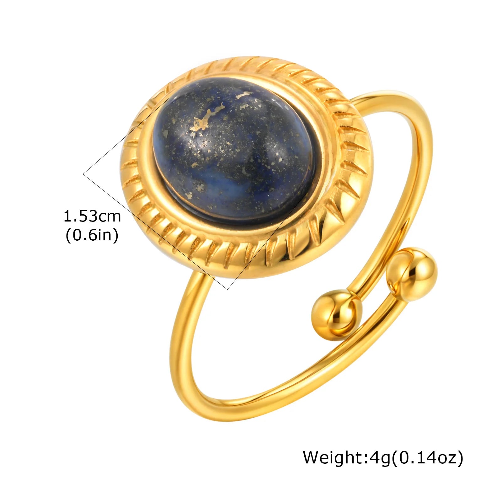 Vnox Elegant Natural Stone Stainless Steel Rings Fashion Colored Pearl Opal Turquoise Rings For Women Retro Waterproof Jewelry