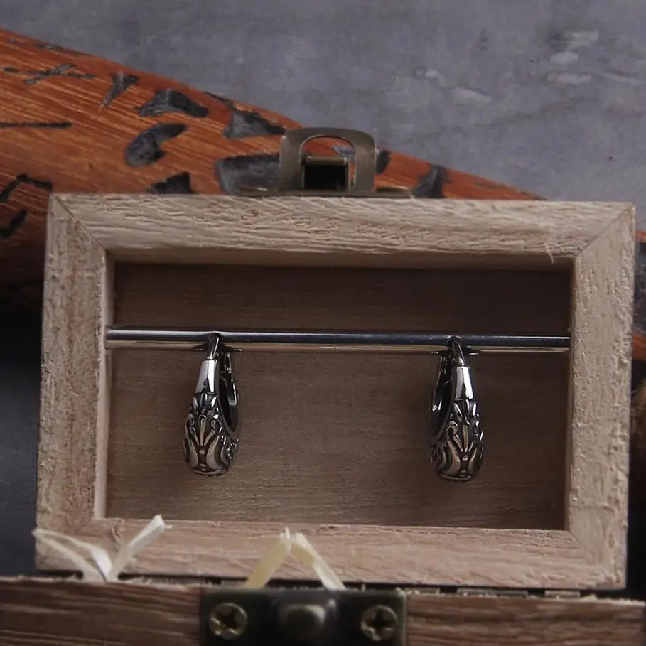 Silver Color Stainless Steel Hoops for Women Men Circle Round Huggie Earrings Punk Luxury Jewelry Not Fade with wood box