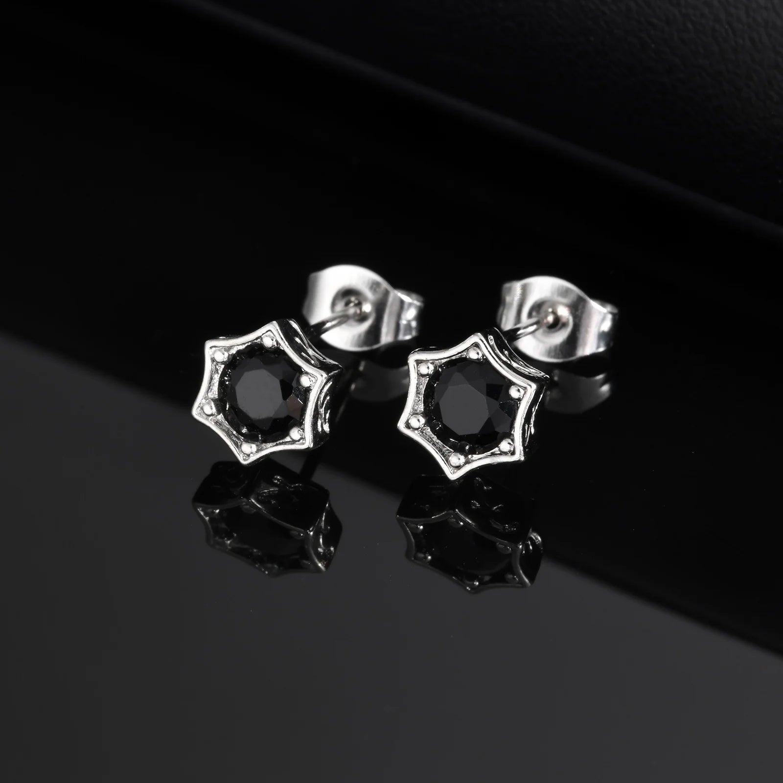 Vnox Simple Star Stud Earrings, Mens Women Small Round Zircon Stone Earrings Brincos, Punk Rock Ear Jewelry