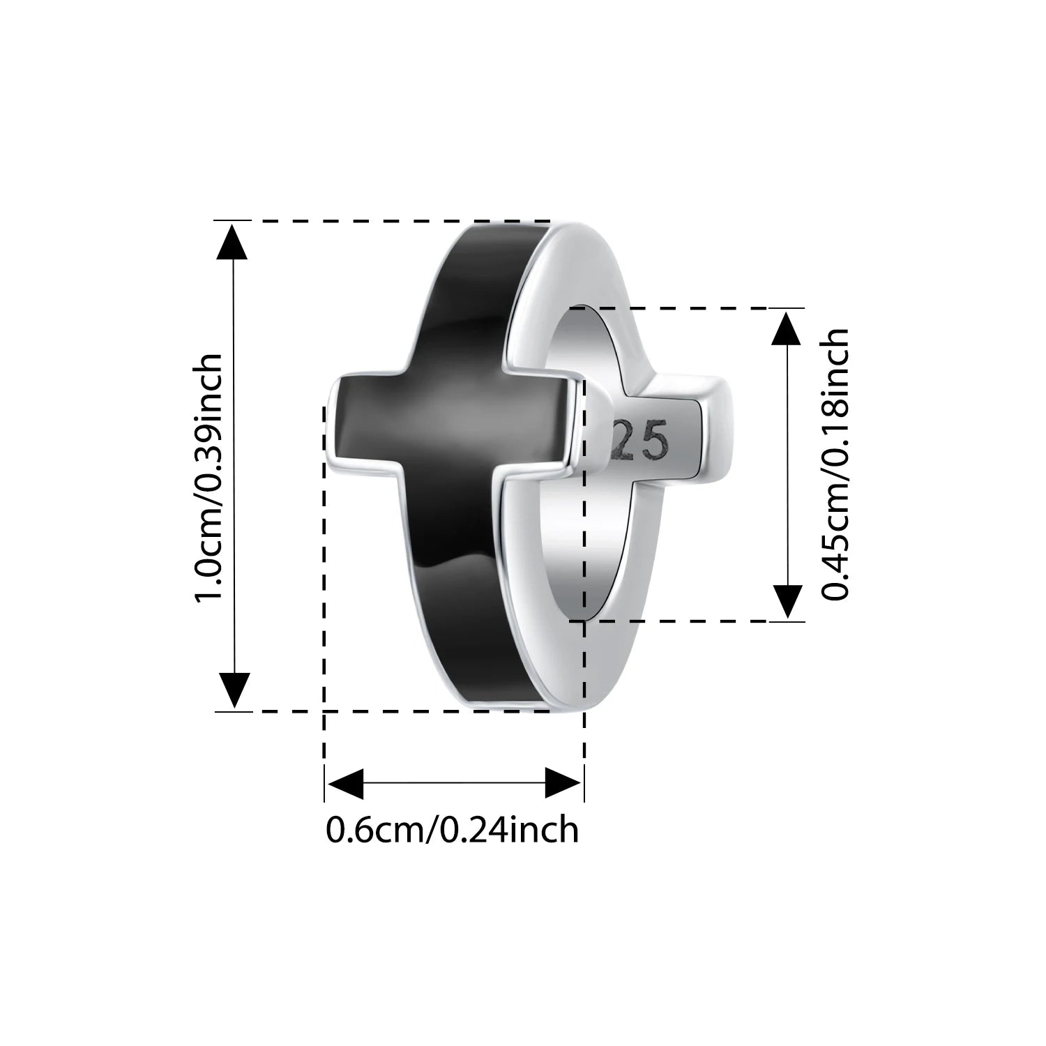 BISAER 925 Sterling Silver Bear Pendant Black Enamel Process Cross Spacer Beads for Women DIY Bracelet & Necklace Fine Jewelry