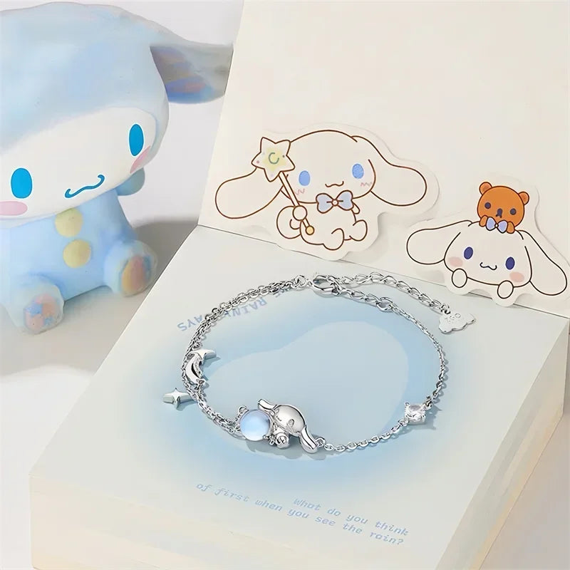 Anime Kawaii Cinnamoroll Ins Fashion 925 Silver Bracelet Female Sweet Cute Luxury Hand Decoration Y2k Gifts for Girls