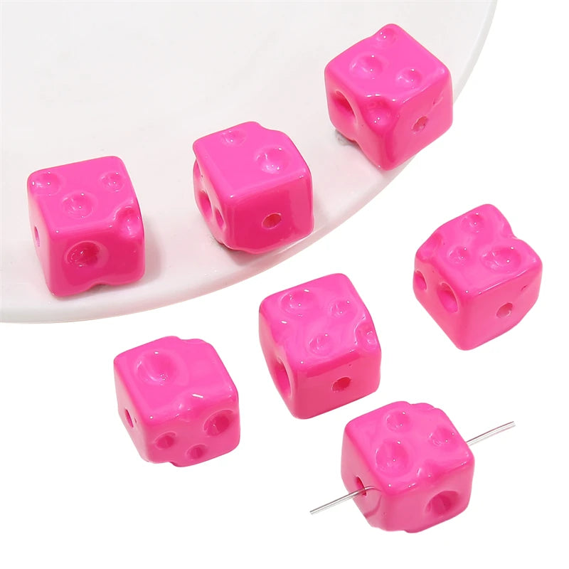 5pcs Cube Cheese Bead Acrylic Spacer Loose Beads For Jewelry Making diy Decorations Bracelet Phone Chain Keychain Accessories