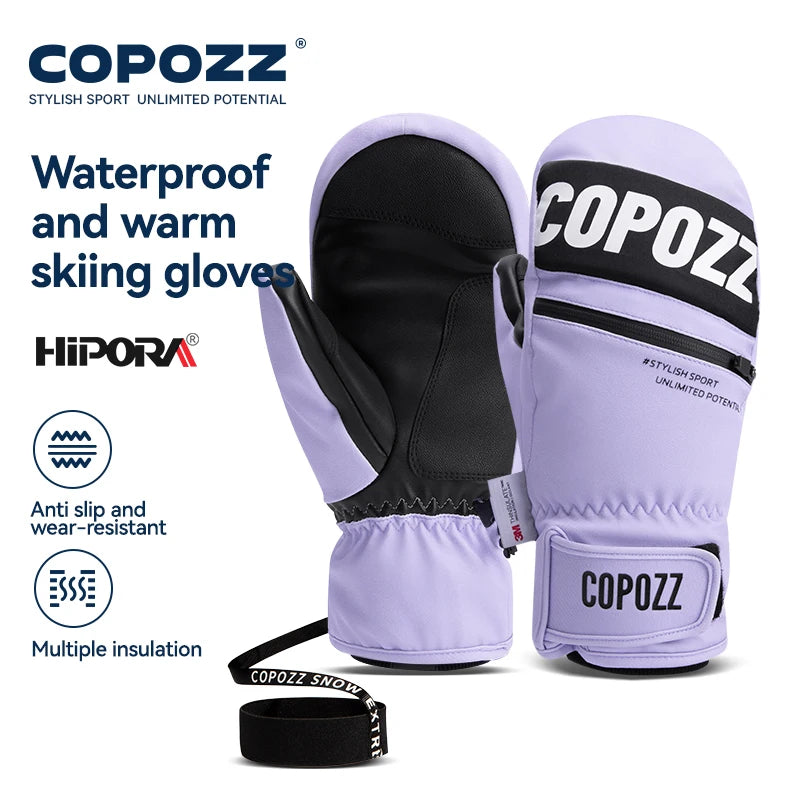COPOZZ Nouvelle mise à niveau épaissir les gants de ski hiver hommes femmes 3M Thinsulate gants de snowboard thermiques mitaines chaudes imperméables gants de ski