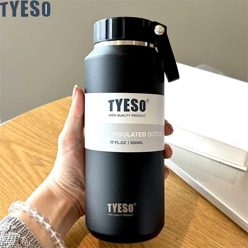 TYESO Insulated Water Bottle Stainless Steel Sport Cup with Handle Portable Travel Mug for Men Women 6-12 Hours Thermal Cold Hot
