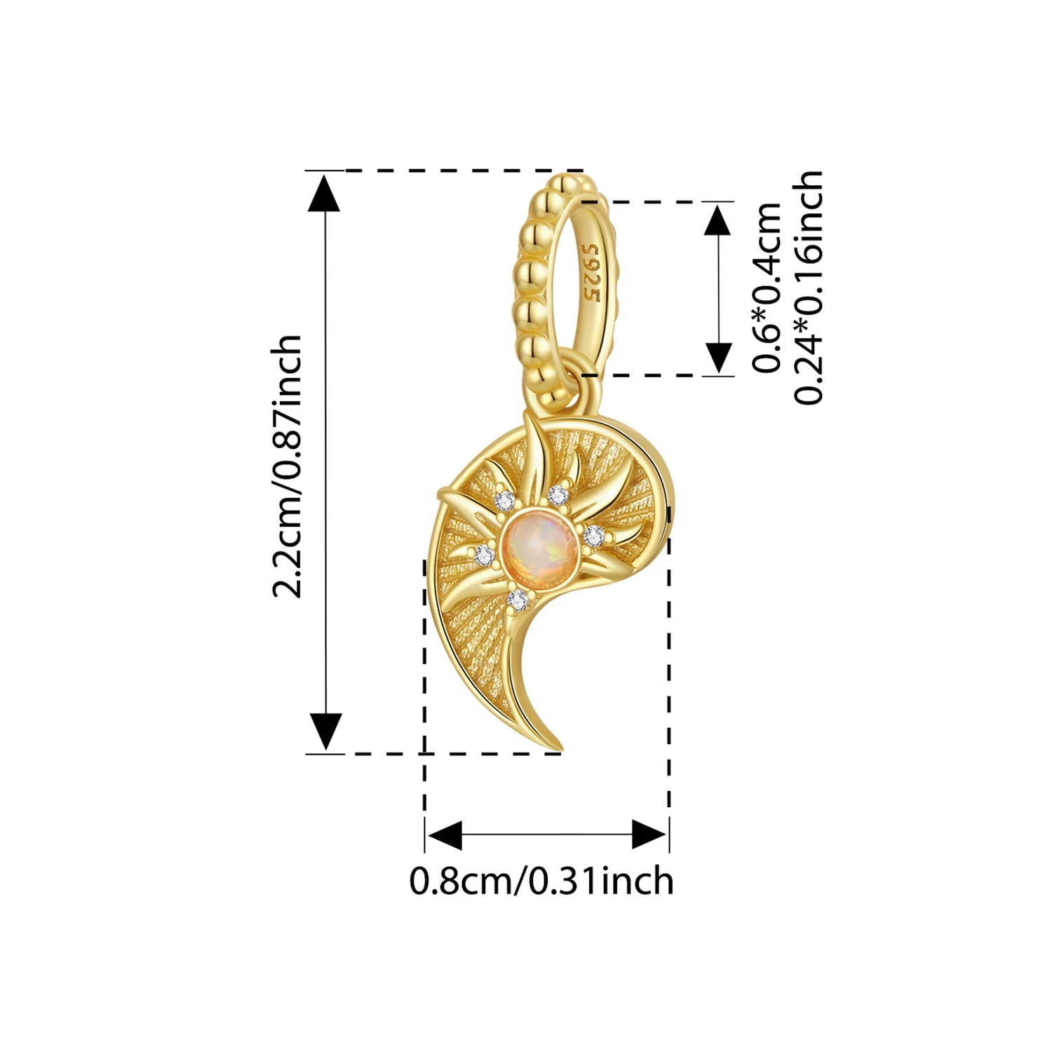 BISAER 925 Sterling Silver Tree of Life Charm Bead Yin Yang Sun Moon Locket Pendant for Women DIY Bracelet Neckalce Fine Jewelry