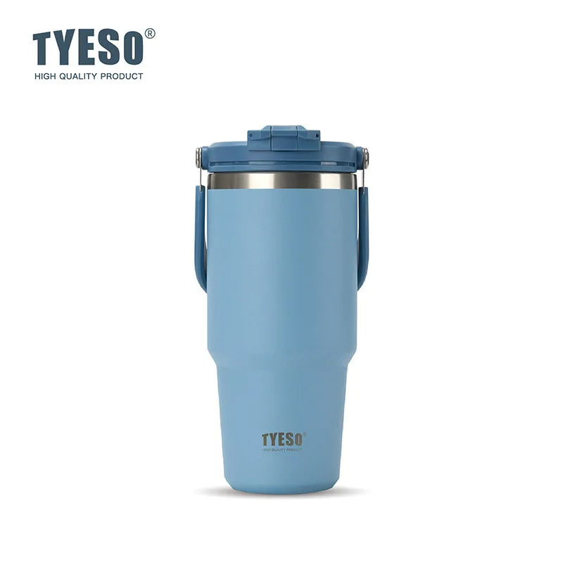 Tyeso 600ML Water Bottle Stainless Steel Vacuum Coffee Thermos with Handle Portable Vacuum Mug Thermos Insulated Car Cup Milk