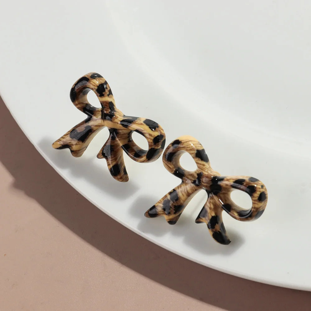 Fashion Acrylic Leopard Print Heart Star Multiple Shapes Earrings Resin Geometric Earring Woman 2024 Design Jewelry