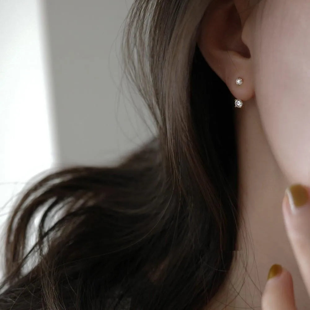 Simple Mini Zircon Back Hanging Earrings 925 Sterling Silver Plated 14k Gold Exquisite Jewelry for Women