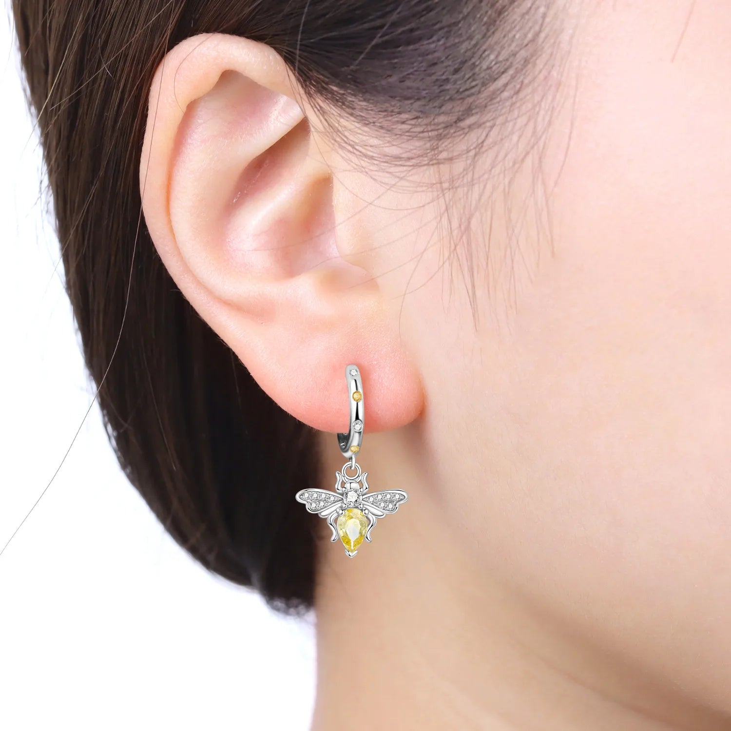 PANPOKI 925 Sterling Silver Bee Insect Earrings Original Jewelry Drop Earrings Jewelry Party Anniversary Trendy Gifts