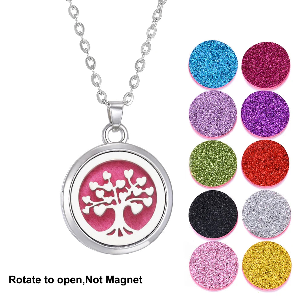 2023 New Aromatherapy Necklace Diffuser Pendant Aroma Jewelry Thread Rotate Open Locket Perfume Essential Oil Diffuser Necklace