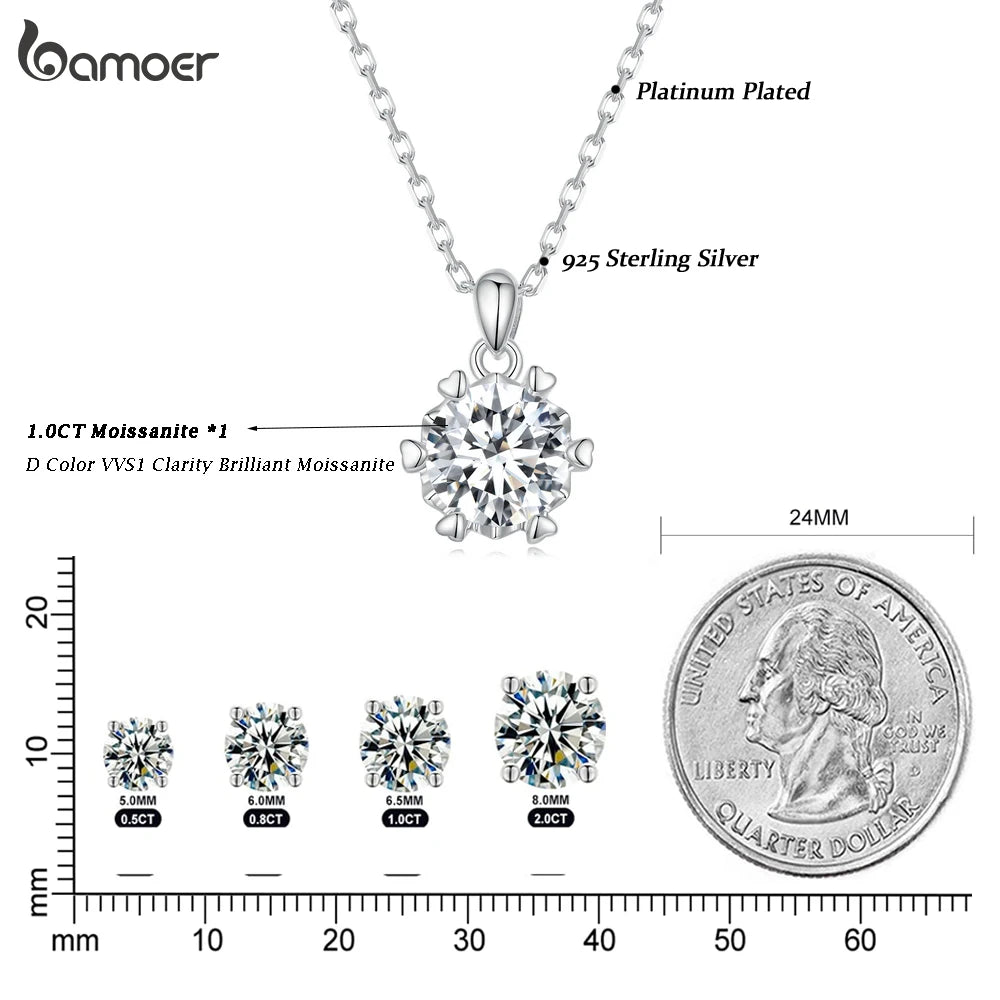 BAMOER 1 Karat Moissanite Anhänger Halskette Für Frauen Hohe Qualität 925 Sterling Silber Hochzeit Party Braut Edlen Schmuck 3 Farben