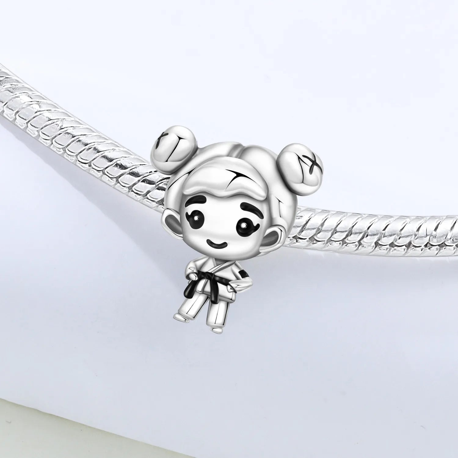 PANPOKI 925 Sterling Silver Cartoon Girl Model Beads Original Pendants Bracelet Charm Jewelry Party DIY Trendy Gifts
