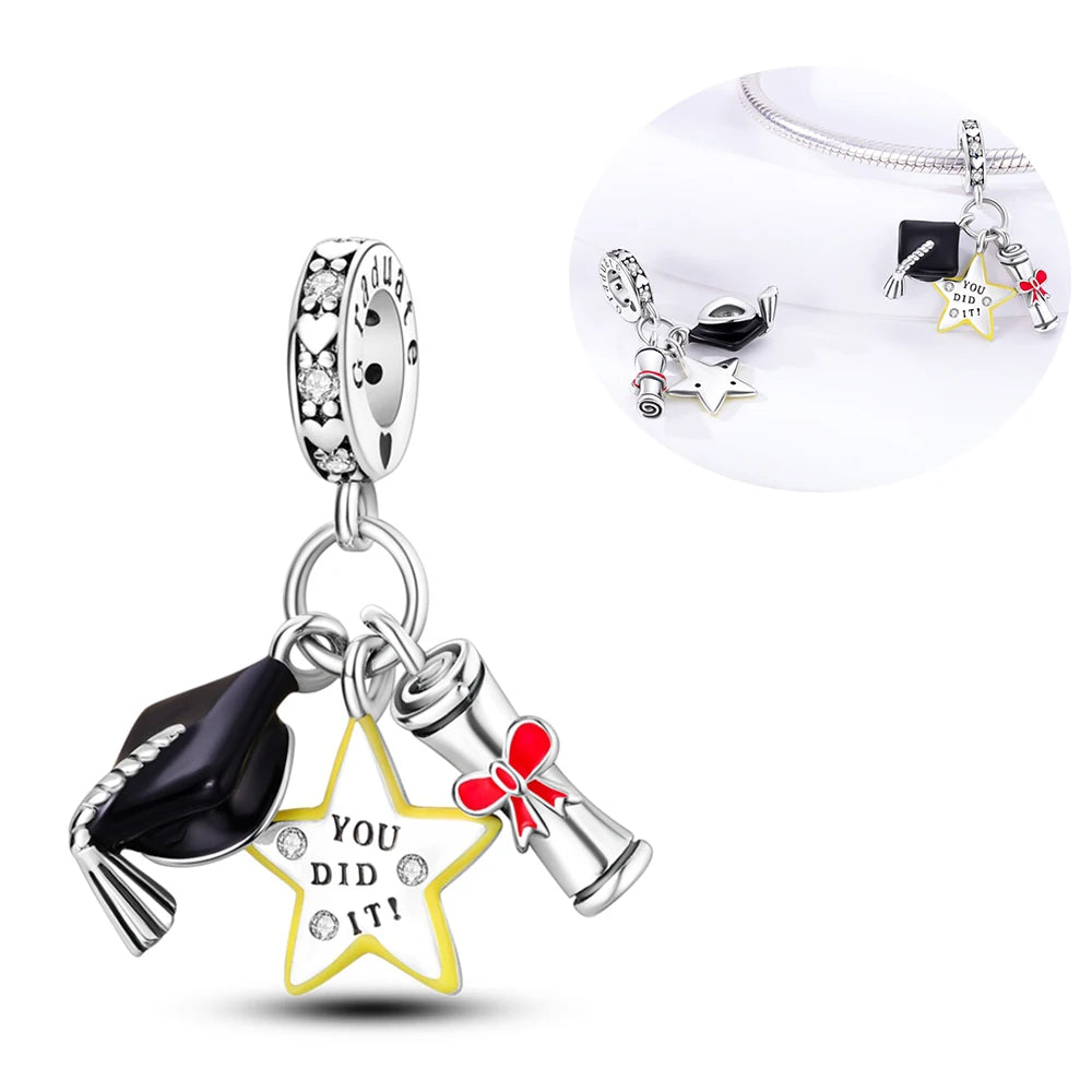 925 Silver Girl Lady Lipstick Makeup Charm Dangle Pendant Beads Fit Original Bangle Cosmetic Charms Bracelet DIY Making Jewelry