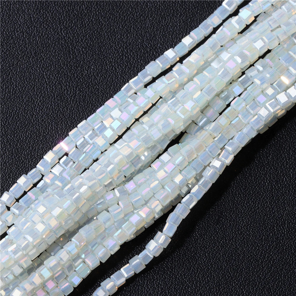 Hot Natural Faceted Stone Bead 2-3mm Small Square Quartz Garnet Glass Cube Loose Beads For Jewelry Making Needlework Accessories