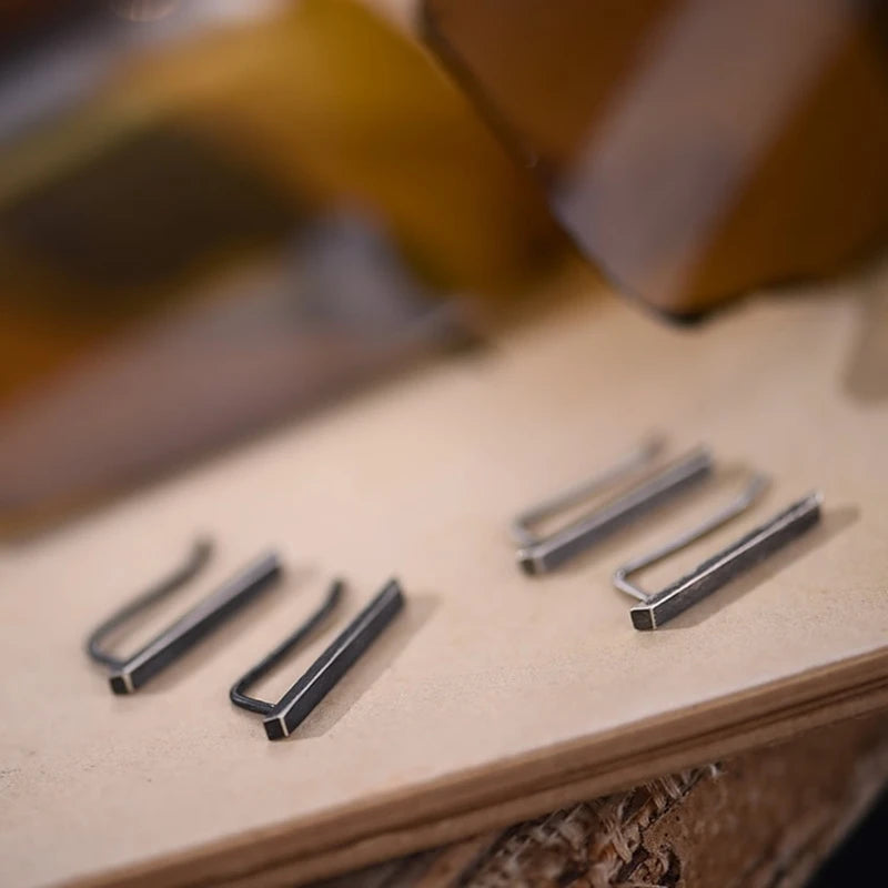 MKENDN Real 925 Sterling Silver Retro Clip Earrings For Fashion Women Party Fine Jewelry Minimalist Punk Accessories Gift