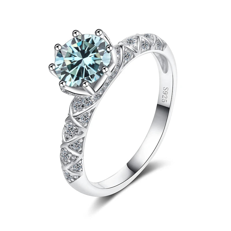 BagueRingen Round Cut 1ct VVS D Color Moissanite Ring For Women S925 Sterling Silver Plated Pt950 Gold Wedding Luxury Jewelry