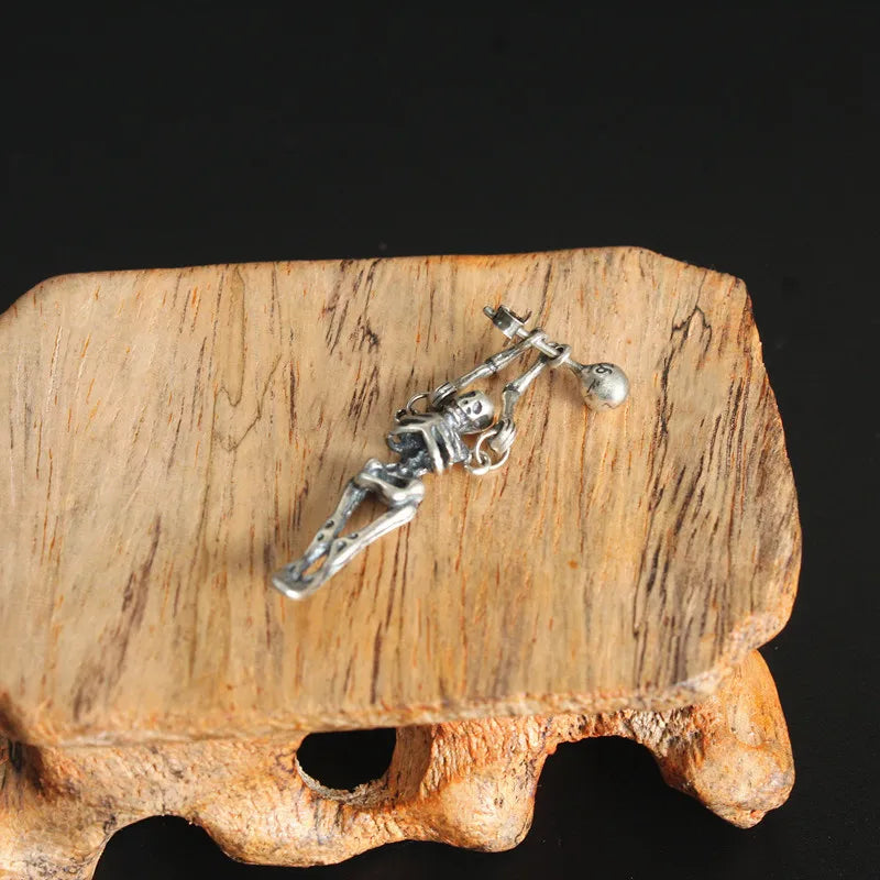 MKENDN 100% 925 Sterling Silber Kreativer Retro Totenkopf Skelett Anhänger Tropfenohrring Gothic Stil Für Männer Frauen Ohrschmuck