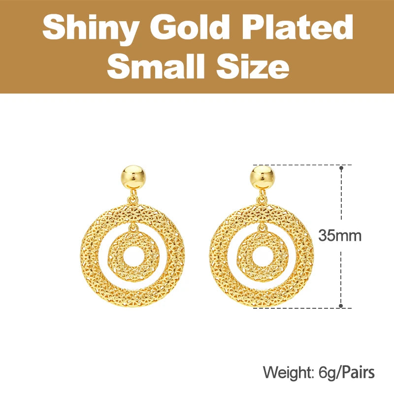 IVOG Bicyclic Ring Hollowed Out Drop Earrings For Women Brass Gold Color Earrings Fashion Luck Jewelry official-website