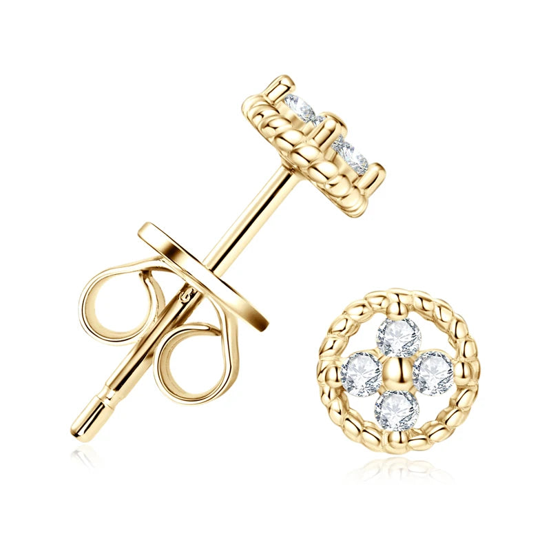 OXTAO Twist Earrings D Color Moissanite Round Earrings for Women S925 Silver Ear Studs Passed Diamond Test Party Fine Jewelry