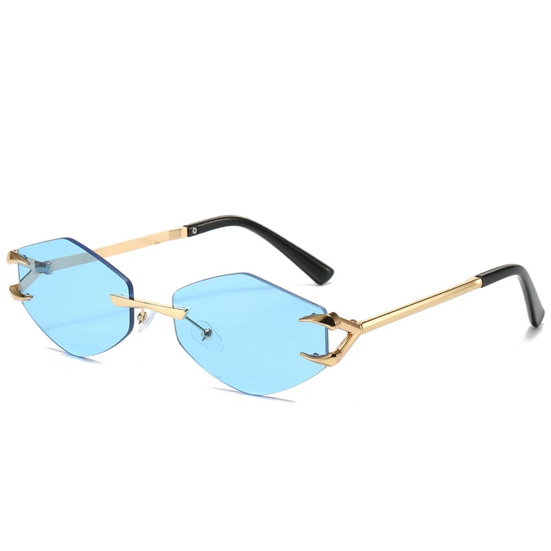 2025 metall Kleine Rahmen Polygonal frauen Sonnenbrille Mode Randlose Rhombus Sonnenbrille Für Weiblich Männlich Sommer Reisen Brillen