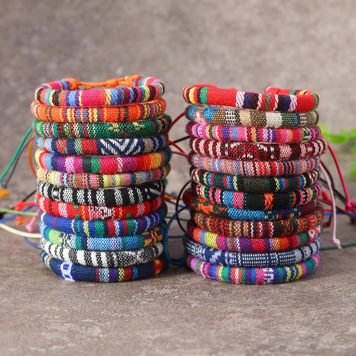 24pcs Bohemian 2 Style Woven Bracelets Set, Random Colorful Cloth Art Friendship Surf Bracelet For Men Women