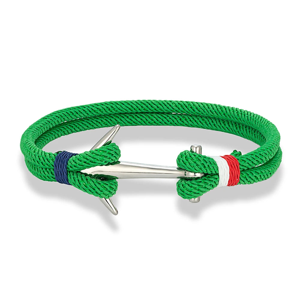 MKENDN Modische Ankerarmbänder für Herren, zweireihig, nautisch, Surfer-Stil, wasserdicht, mit Edelstahl-Sportschließe