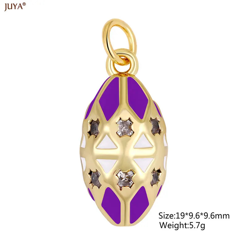JUYA New 3D Water Drop Pendant Bohemia Type CZ Enamel Charm For DIY Women Necklaces Jewelry Making Accessories