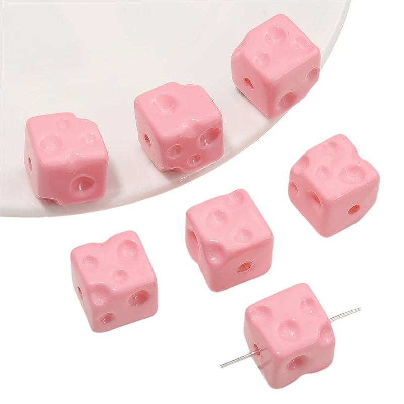 5pcs Cube Cheese Bead Acrylic Spacer Loose Beads For Jewelry Making diy Decorations Bracelet Phone Chain Keychain Accessories