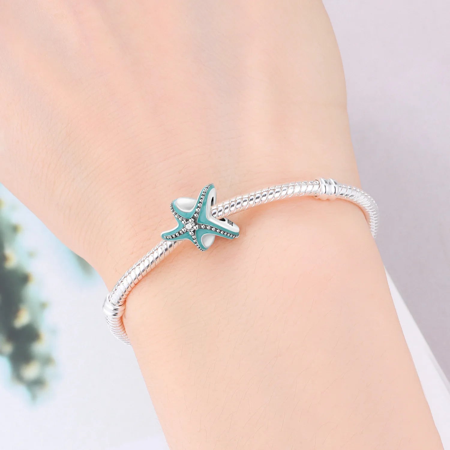 PANPOKI 925 Sterling Silver Sea Star Marine Organisms Beads Original Pendants Bracelet Charm Jewelry Party DIY Trendy Gifts
