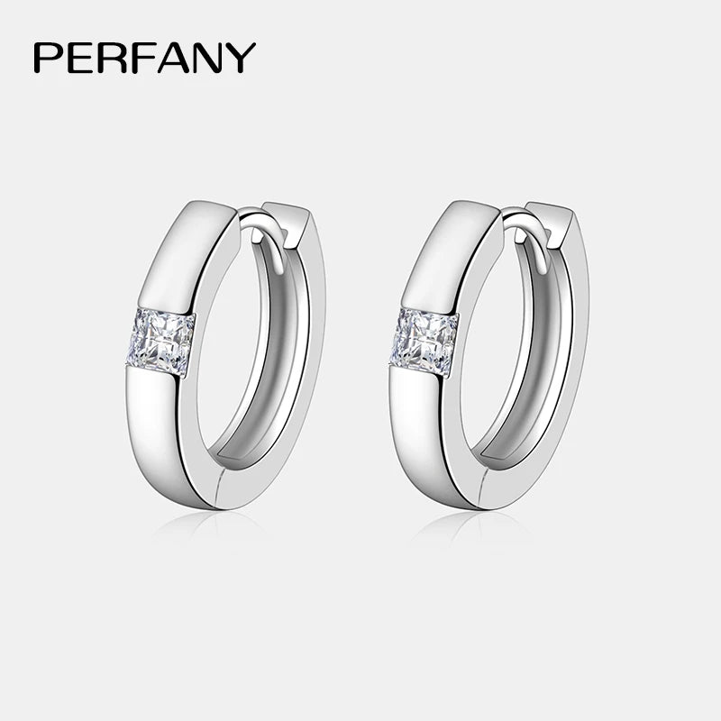 PERFANY 0.3CT Princess Cut Moissanite Hoop Earrings Women's 100% Pure Silver Square Laboratory Diamond Fashion Wedding Jewelry - Madeinsea©